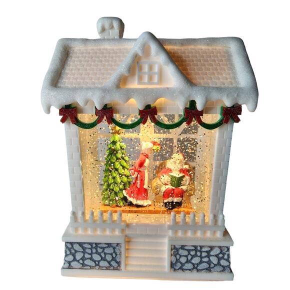 DILLARD'S Illuminated Snow House Santa Kissing Mrs Claus SEE PHOTOS AND VIDEO - Picture 1 of 16